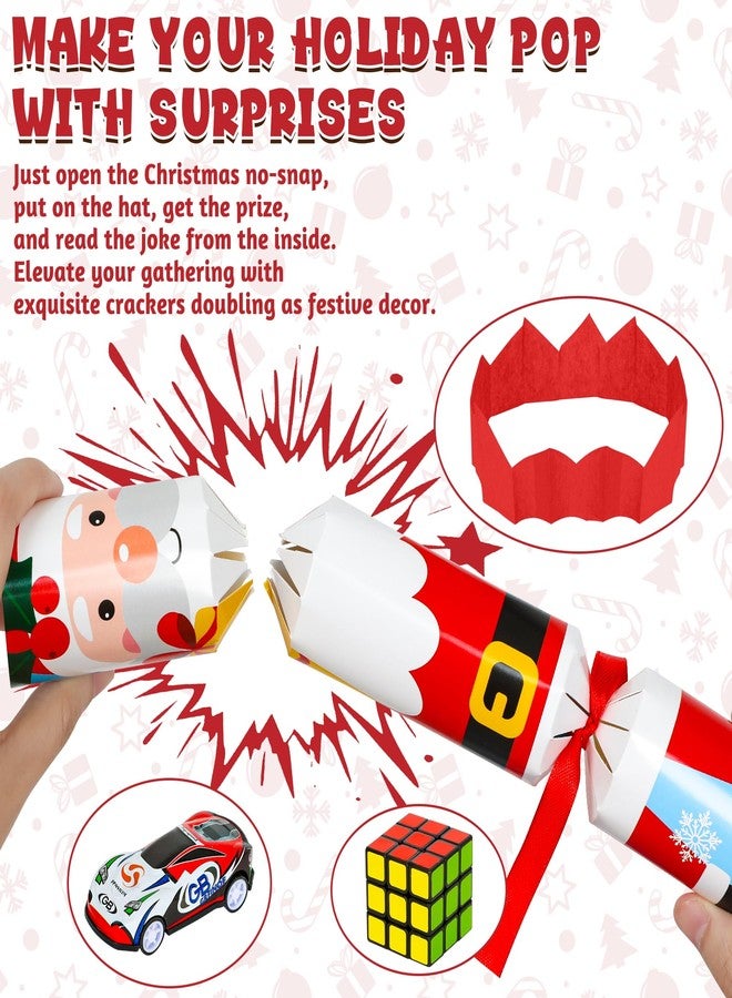 Melisheer 12 Pack Christmas Crackers, No Snap Christmas Party Favors with Six Different Pattern Design, Christmas Poppers with Crown and Joke for Xmas Gifts Holiday Party Favors Supplies Table Decorations - Image 4
